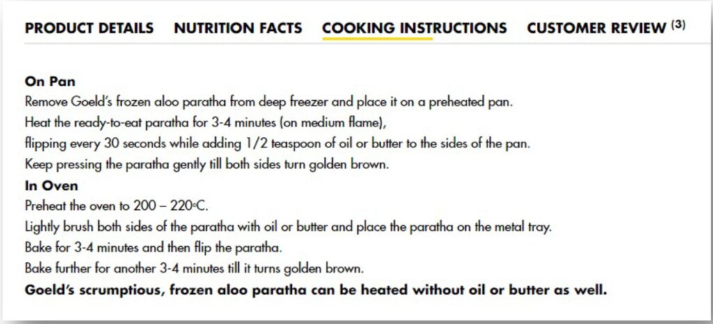 Goeld frozen food cooking instructions