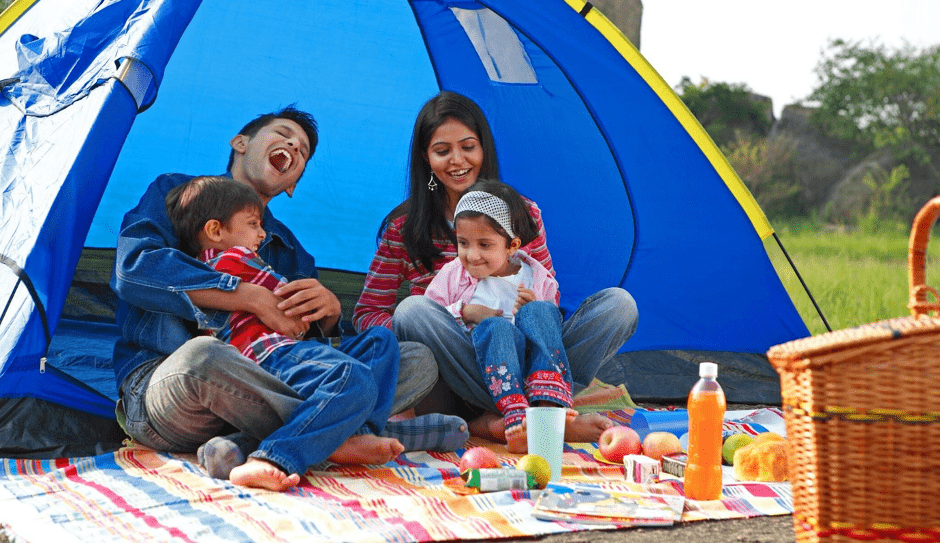 Indian family outdoor camping